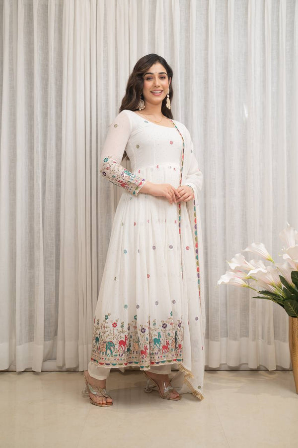 Nayra White Premium Quality Anarkali Suit Set