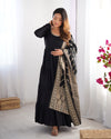 Burgundy Black Pure Soft Roman Silk Kalamkari Anarkali Gown