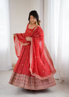 Trending Red Pure Crunchy Silk Anarkali Gown