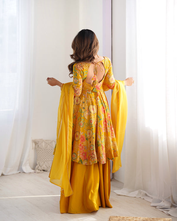 Nilam Yellow Kediya Style Designer Plazzo Pair