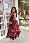 Designer Maroon Embroidered Anarkali Suit Set for Women