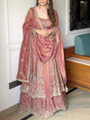 Antique Rose Festive Wear Embroidere Anarkali Suit Set