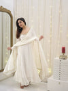 Bindiya White Faux Georgette Embroidered Suit Set