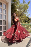 Designer Maroon Embroidered Anarkali Suit Set for Women