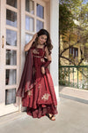 Designer Maroon Embroidered Anarkali Suit Set for Women