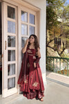 Designer Maroon Embroidered Anarkali Suit Set for Women