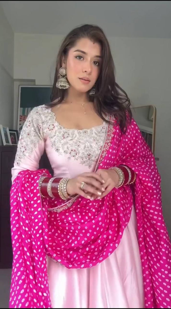 Priya Pink Stylish Anarkali Suit Set