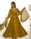 Divine Mustured Colored Heavy Roman Silk Chanderi Anarkali Gown