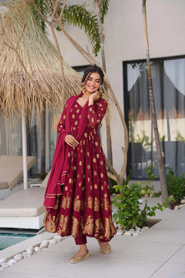 Sunehri Maroon Suit Set