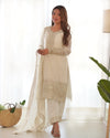 White Designer Embroidery Pure Organza Anarkali Gown