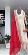 Morsa’s White Coloured Anarkali Suit Set