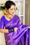 Blue Woven kanjivaram Silk Saree With Saree