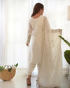 White Designer Embroidery Pure Organza Anarkali Gown