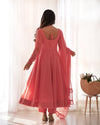 Peach Embroidery Heavy Fox Georgette Anarkali Gown