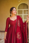 Elegant Flared Anarkali Suit with Embroidered Dupatta