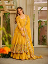 Nilam yellow Embroidered Anarkali Suit Set