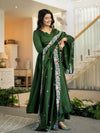 Women’s Dark Green Designer Anarkali Suit Set with Dupatta