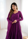 Wine Embroidery Heavy Fox Georgette Anarkali Gown