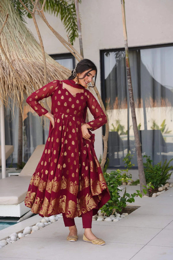 Sunehri Maroon Suit Set