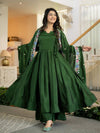 Women’s Dark Green Designer Anarkali Suit Set with Dupatta