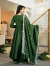 Women’s Dark Green Designer Anarkali Suit Set with Dupatta