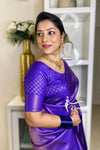 Blue Woven kanjivaram Silk Saree With Saree