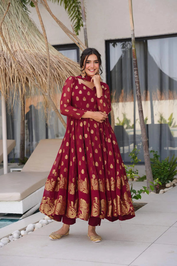 Sunehri Maroon Suit Set