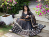 Elegant Charcoal Embroidered Anarkali Suit Set with Dupatta