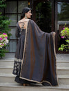 Elegant Charcoal Embroidered Anarkali Suit Set with Dupatta