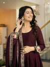 Siya Designer Maroon Embroidered Anarkali Suit Set with Dupatta