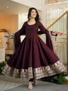 Siya Designer Maroon Embroidered Anarkali Suit Set with Dupatta