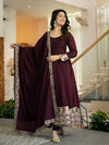 Siya Designer Maroon Embroidered Anarkali Suit Set with Dupatta