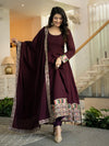 Siya Designer Maroon Embroidered Anarkali Suit Set with Dupatta