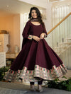Siya Designer Maroon Embroidered Anarkali Suit Set with Dupatta