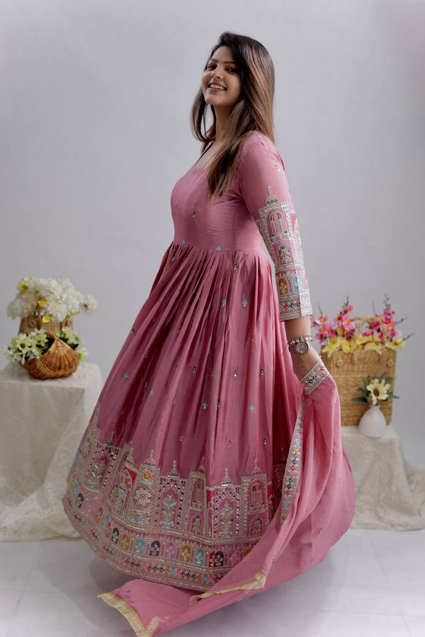 Fawna Pink Anarkali Suit Set with Dupatta