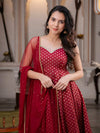 Sunshine Maroon Jacquard Anarkali Suit Set with Dupatta