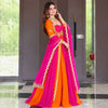 Royal Orange & Pink Embroidered Anarkali Gown with Dupatta