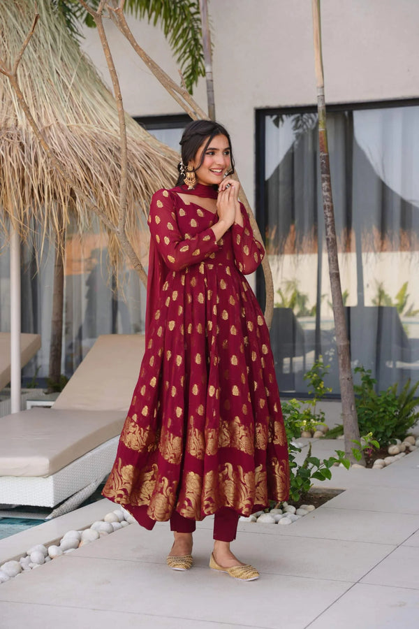 Sunehri Maroon Suit Set