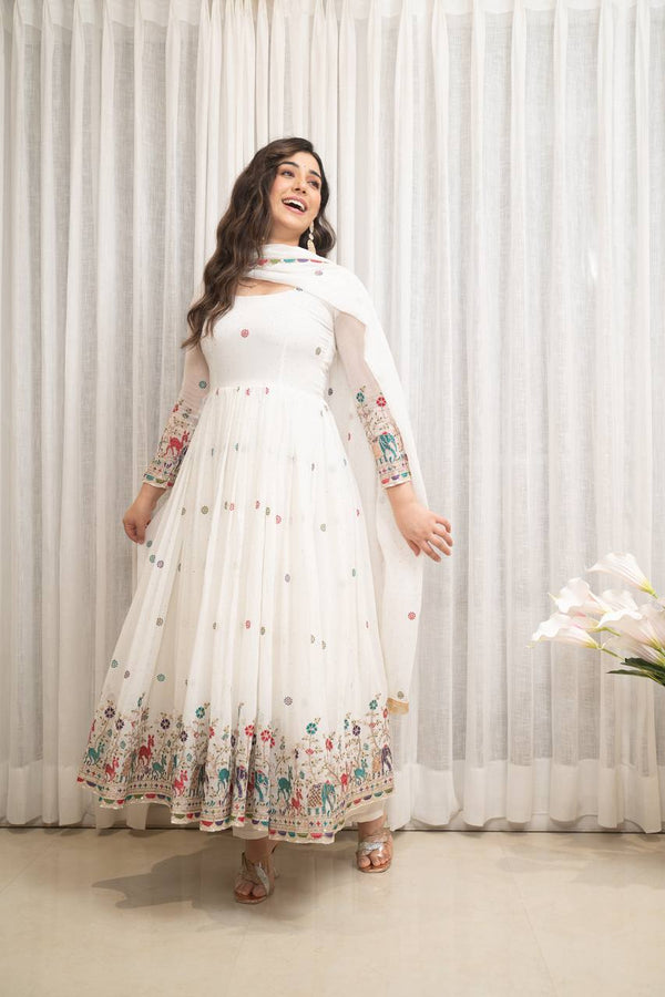 Nayra White Premium Quality Anarkali Suit Set