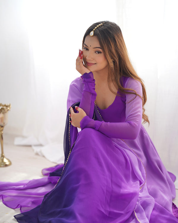 Trending Purple Pure Georgette Anarkali Gown