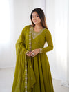 Suri Mahendi Green Embroidery Pure Georgette Anarkali Gown