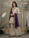 Aarini Embroidered Kurta Palazzo Suit Set with Purple Dupatta