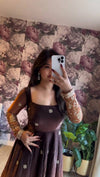 Elegant Brown Floral Embroidered Anarkali Suit Set