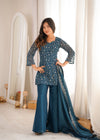 Designer Teal Ethnic Suit Set with Intricate Embroidery