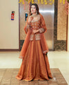 Orange Luxurious Ethnic Lengha Suit Set with Exquisite Embroidery Work