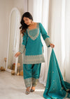 Traditional Sage Embroidered Punjabi Suit Set