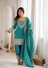 Traditional Sage Embroidered Punjabi Suit Set
