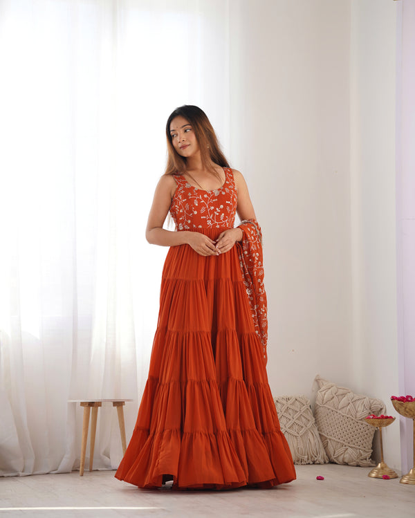 Saloni Mustured Georgette Designer Anarkali Gown