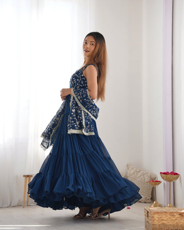Saloni Blue Georgette Designer Anarkali Gown