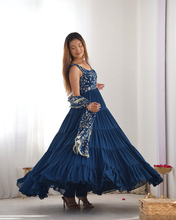 Saloni Blue Georgette Designer Anarkali Gown